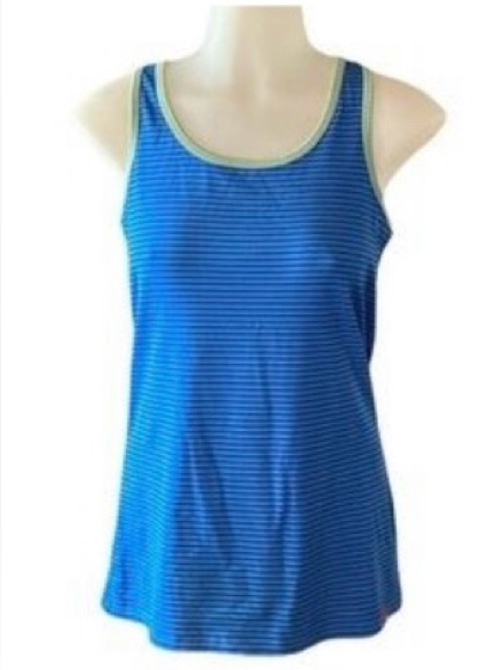 The North Face womens striped stretchy bra lined blue tank top medium